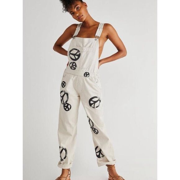 Free People Ziggy Overalls Peace Sign - Picture 2 of 15
